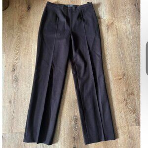 Les Copains Chocolate Brown Wool Pleated Straight Leg High Waisted Trousers Sz 6